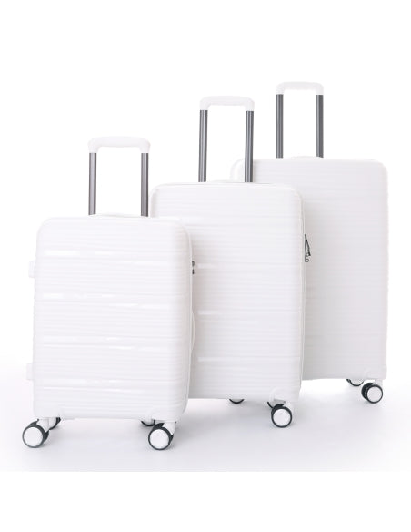 SET OF 3 WHITE SILICONE LUGGAGE (WAVE)