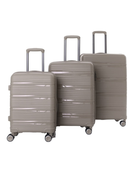 SET OF 3 BEIGE SILICONE LUGGAGE (WAVE)