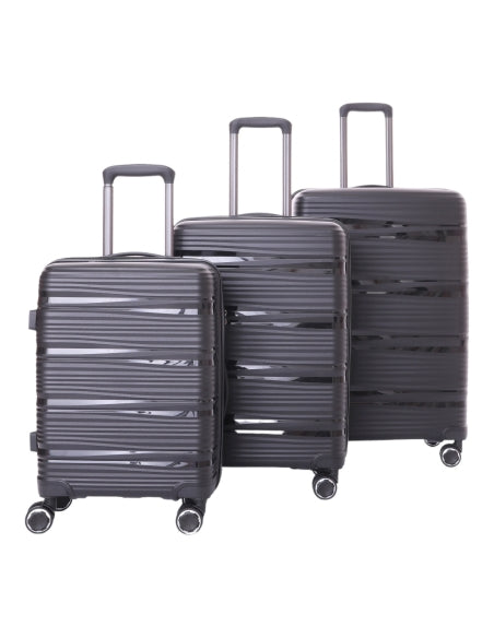 SET OF 3 BLACK SILICONE LUGGAGE (WAVE)