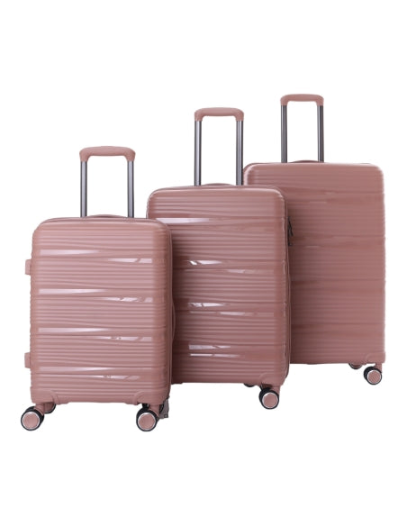 SET OF 3 ROSE GOLD SILICONE LUGGAGE (WAVE)